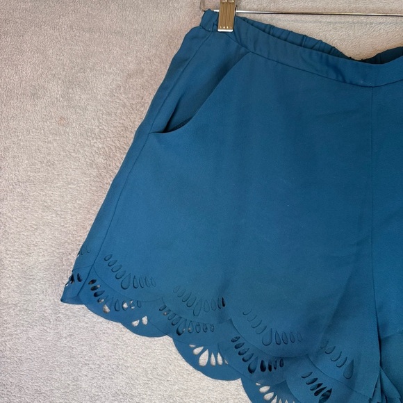 LC Lauren Conrad Teal High Waist Scalloped Shorts - Picture 13 of 16